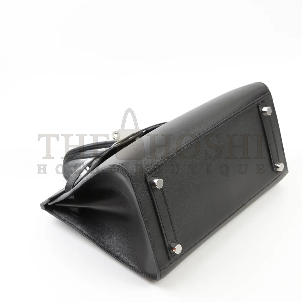 H**me5 BIRKIN 25 BLACK LEATHER SILVER BUCKLE 4341856341 (25*20*13cm) Master Quality